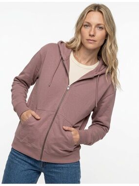 Uniqlo Women’s Full Zip-Up Hoodie in Dusty Rose Sz M Cotton Pockets Drawstring